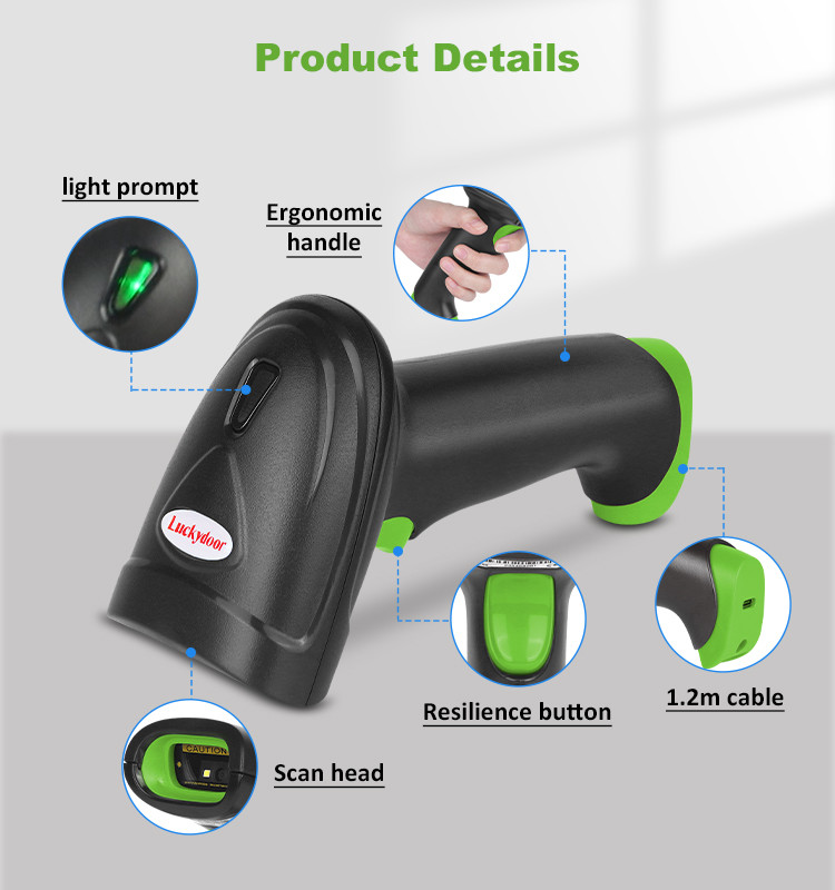 интерфейс 2D блока развертки беспроводной 2.4G Bluetooth штрихкода CMOS Handheld с приемником