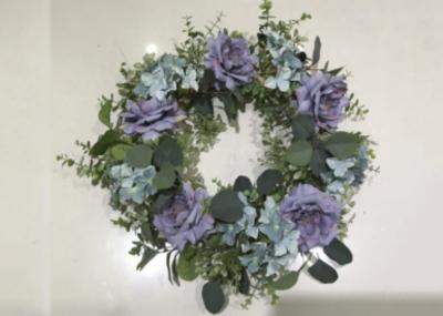 Artificial 55cm Purple Rose Hydrangea Flower Wreath
