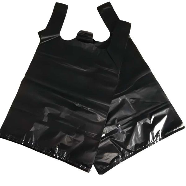 Custom Black T-Shirt Handle Garbage Bags Heavy Duty Vest Plastic Trash Bags For Household Commercial Cleaning