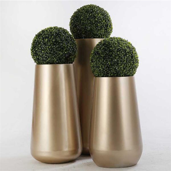 Electroplating Metal Flower Planter Tall Gold Plant Stand Indoor Home Use