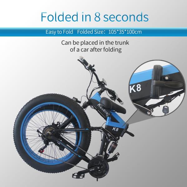 26x4.0 inch Fat Tire Folding E-Bike 1000W Motor 14.5AH S/\MSUNG Lithium Battery 21-Speed Electric Bike Drop Shipping Available
