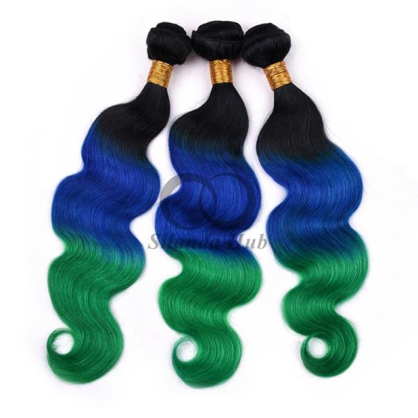 #T1B/Blue/Green Body Wave Remy Human Hair Bundles Sew In Weave Bundles Brazilian Bundle Deals