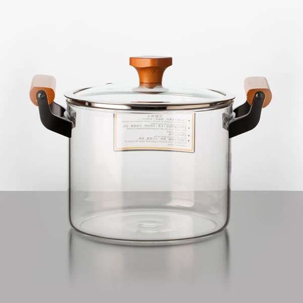 3.3L Clear Glass Kitchen Wares Saucepan Heat Resistant Glass Cookware Stovetop