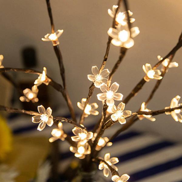 Indoor 36cm 24 Bulbs Battery Christmas Star Home Decor Led Cherry Flower Tabletop Bonsai Tree Fairy Light