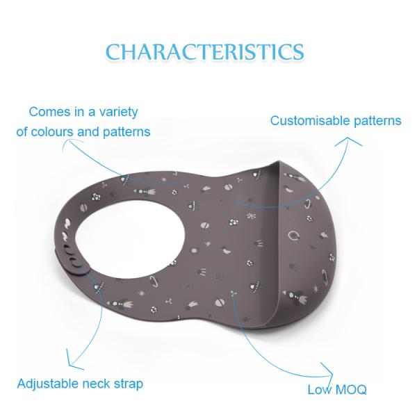 Cartoon BPA Free Baby Eating Bib Waterproof Silicone Catch Bib