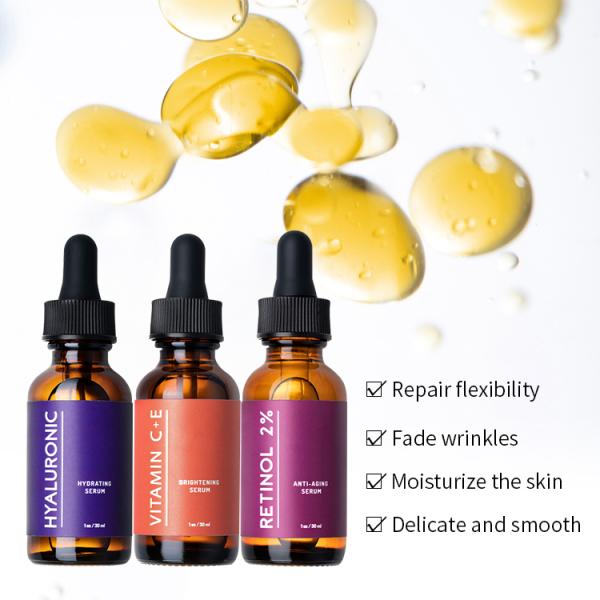 Private Label Korean High Quality Whitening Organic Natural Brightening Vitamin C E Collagen Face Anti Aging Serum Set