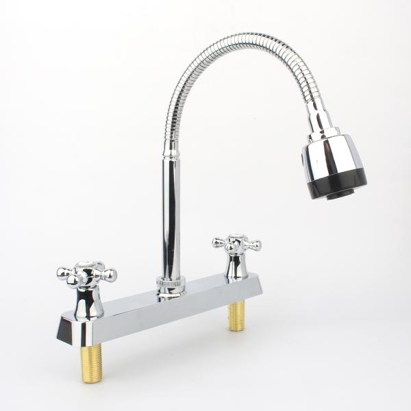 Modern 8-Inch Double Handle Basin Mixer Water Tap Chrome-Plated Stainless Steel Faucet Deck Mounted for Bathroom