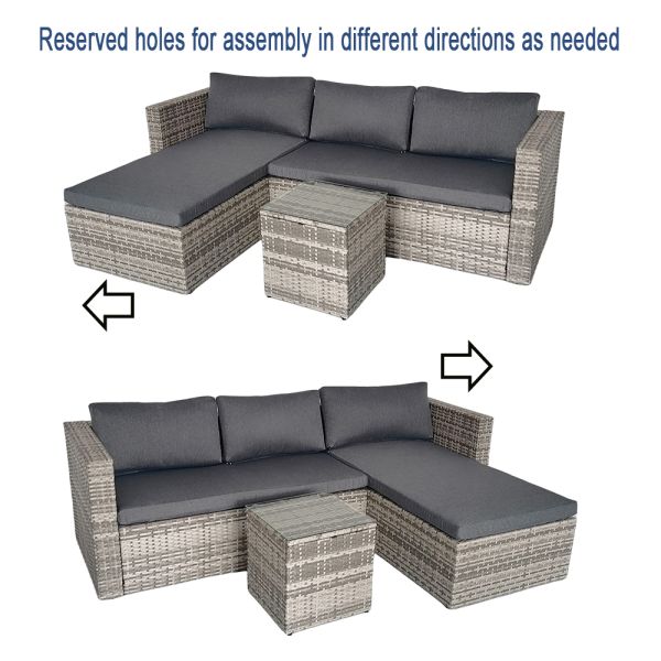Garden Furniture Outdoor Low Price Wicker Garden Outdoor Plastic Rattan Sofa With Chaise Lounge