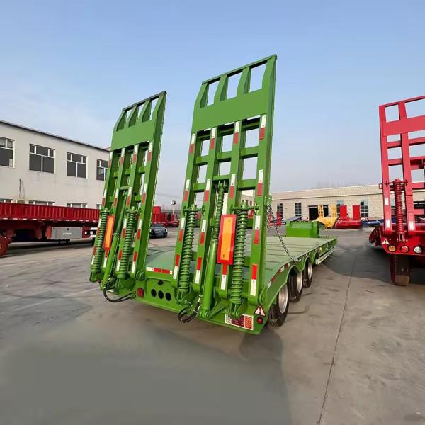 Wind Power Plate Transport Semi Low Bed Trailer 150tons Capacity Leaf Spring Suspension