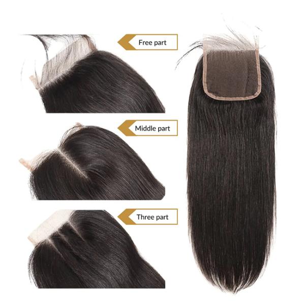 Pass The Needle Human Hair Lace Closure 4*4 Transparent Lace Body Wave Natural Black Closure