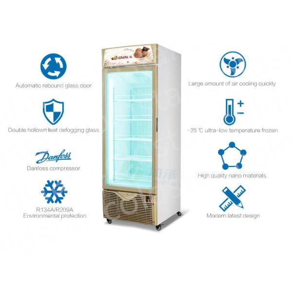 Double Tempered Glass Door Display Cooler Showcase Upright Freezer