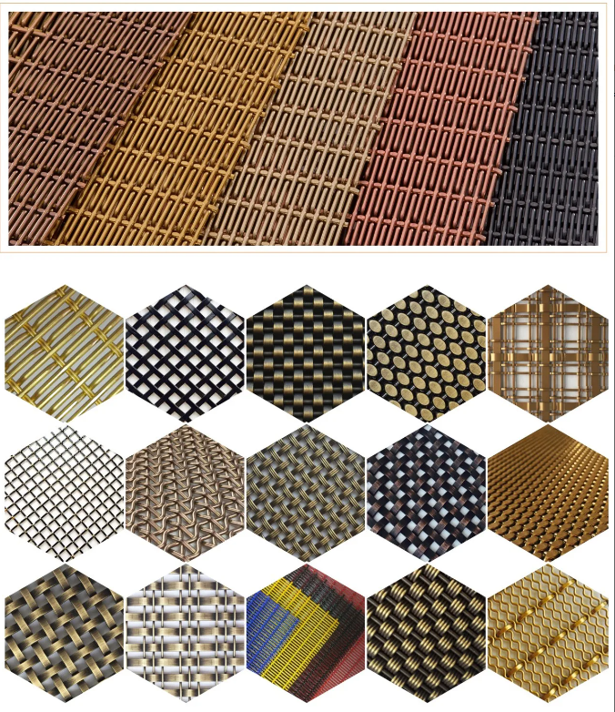 Stainless Steel Mesh Curtain Custom Colored Metal Decorative Mesh for Art Glass Partitions and Screens