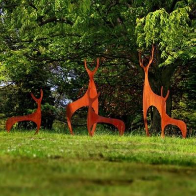 Escultura de aço dos cervos de Rusty Metal Garden Ornaments Corten do projeto contemporâneo