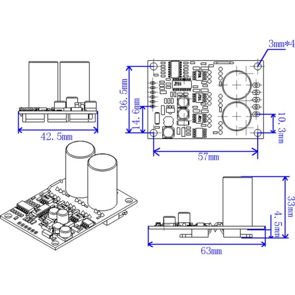 JYQD-V7.5E BLDC Моторный контроллер 36-72VDC Максимальный входный ток 16A для Hall Sensor Motor