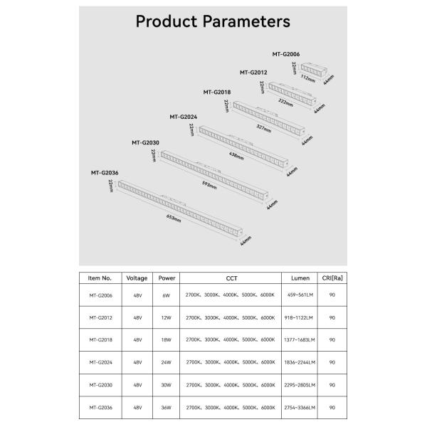DC48V 24W 24 Heads Magnetic Track Light Ceiling Anti Glare Magnetic Track System
