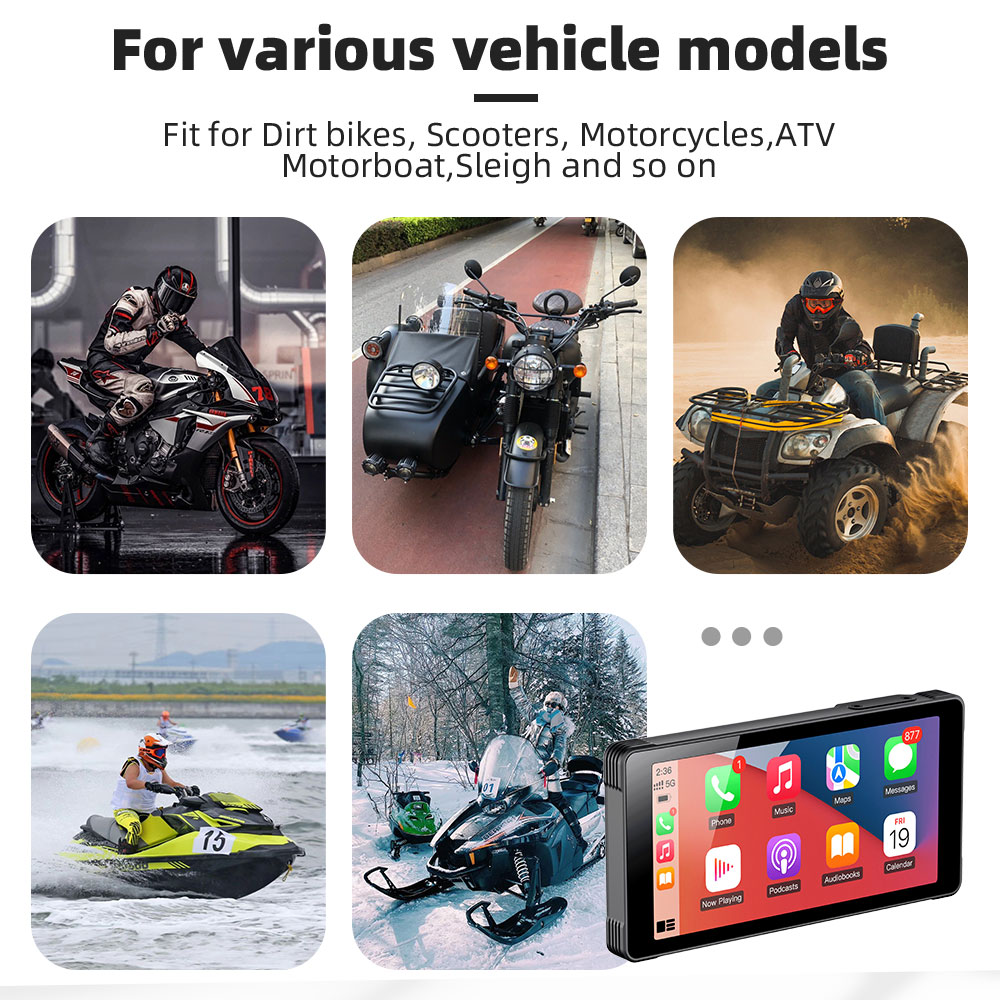 GRANDnavi 5.5 дюймовый портативный монитор CarPlay Мотоциклет навигационное устройство мультимедиа водонепроницаемый уровень IP66