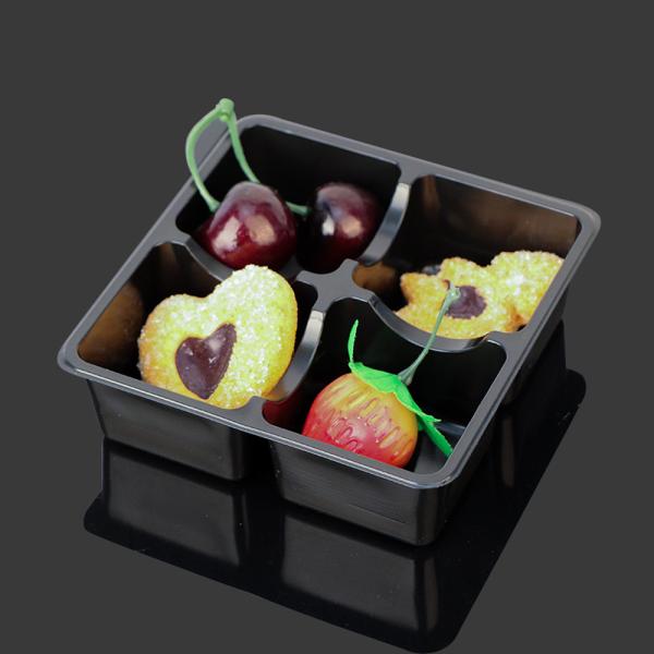 Bandeja plástica reciclável preta do bolo do quadrado 12*12*5cm