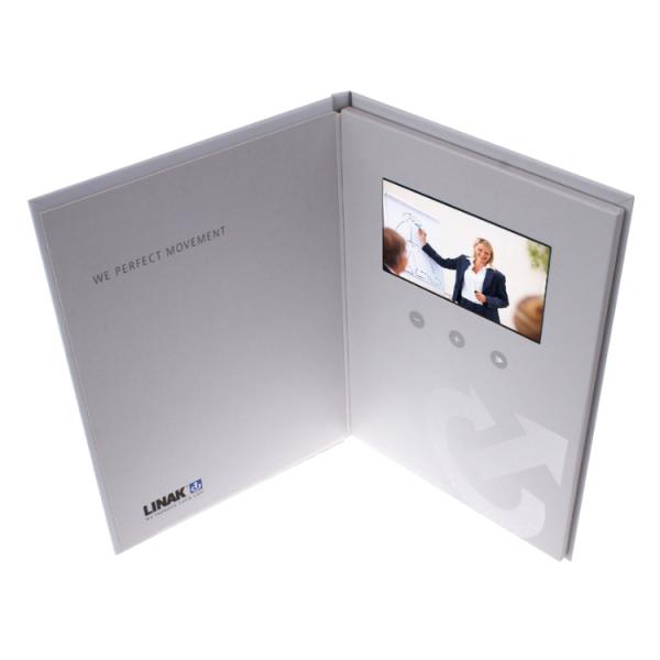 Electronic Automatic LCD Video Greeting Card With Artwork Soft Cover