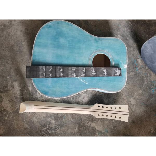 Custom AAAAA 12 Strings All Solid Wood Doves in Flight Viper Blue Acoustic Folk Guitar AAAA solid spruce wood top