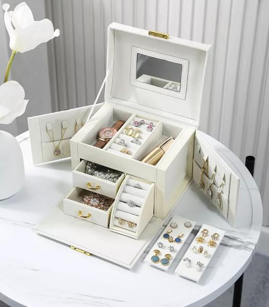 Flannelette Leather Jewelry Storage Box Greaseproof Earring Jewelry Box