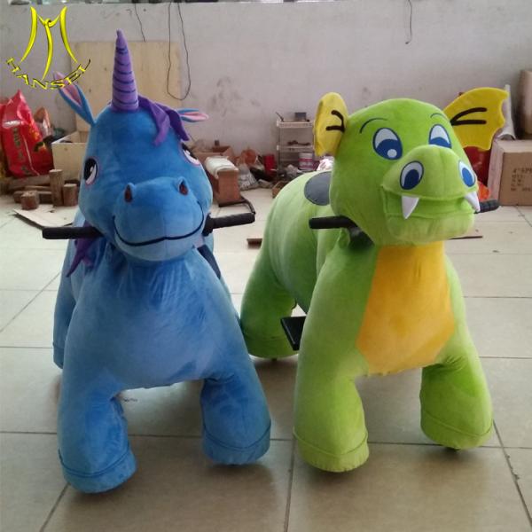 Hansel kid riding horse toy coin operated plush electric animal blue unicorn rider for plaza