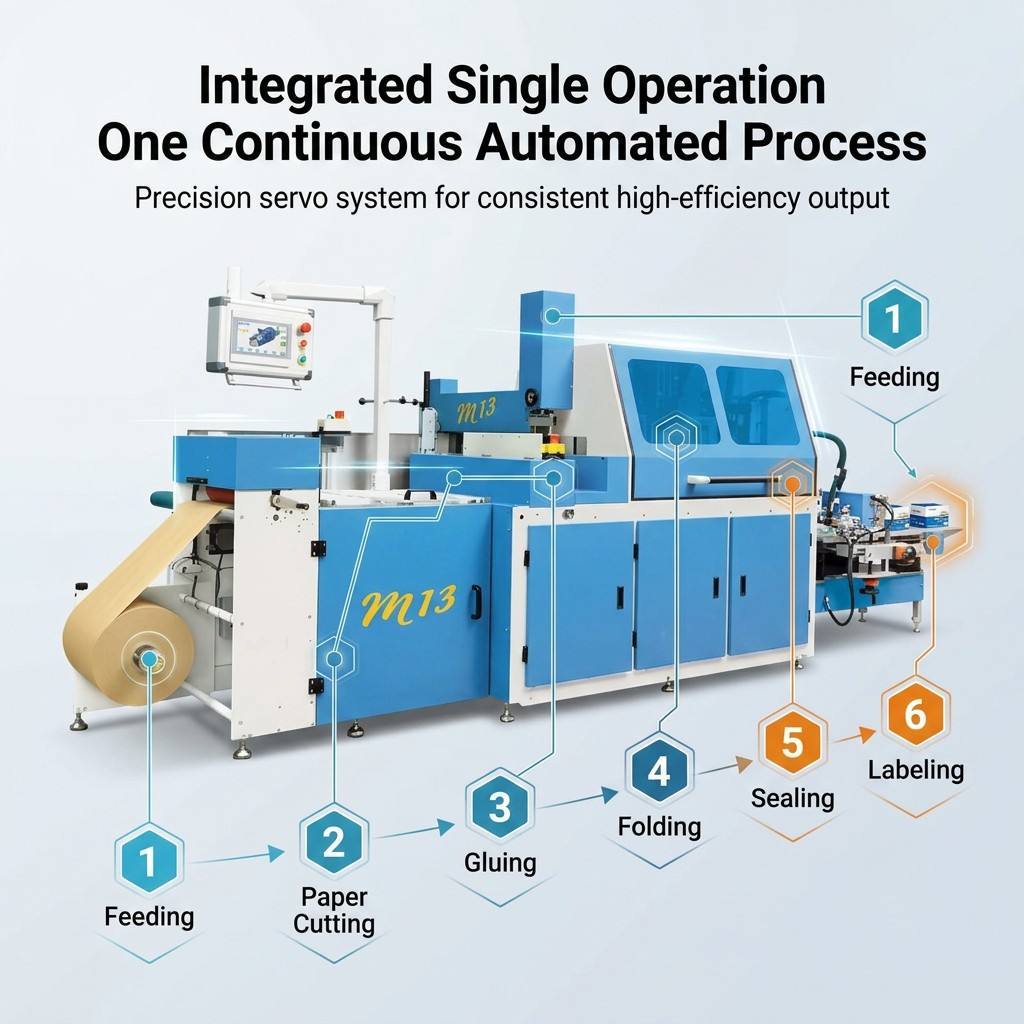 HXM13 Servo Driven Kraft Paper Wrapping Machine with 10 Packs Per Minute Max Speed
