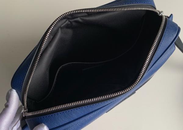 Black Square Taiga Leather Message Luxury Cross Body Bag Single Shoulder