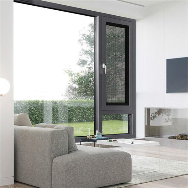 Quarto de cama de vidro francês de perfil de alumínio janelas com opções de design de cortina pendente