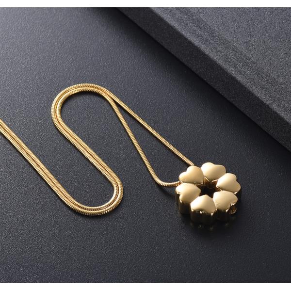 Fashionable Heart-Shaped Flower Urn Necklace for Women Stainless Steel Keepsake Pendant