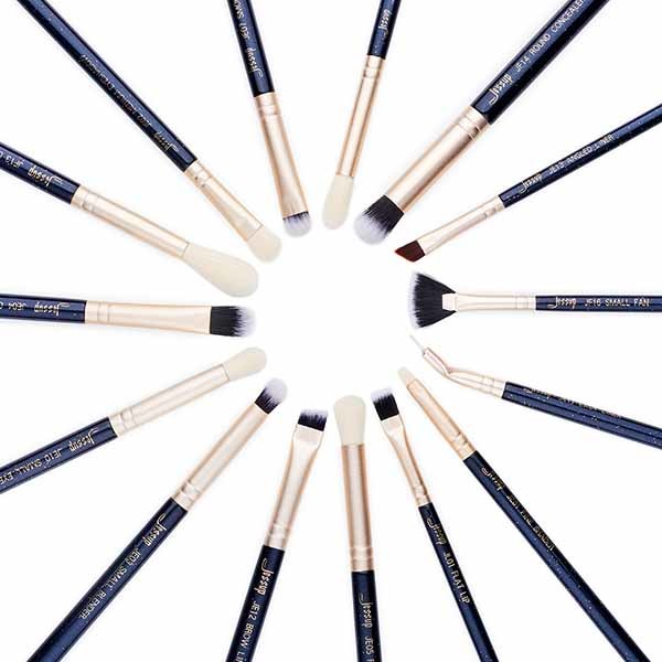 15pcs Prussian Blue Fiber Makeup Brush Jessup Eye Brush Set