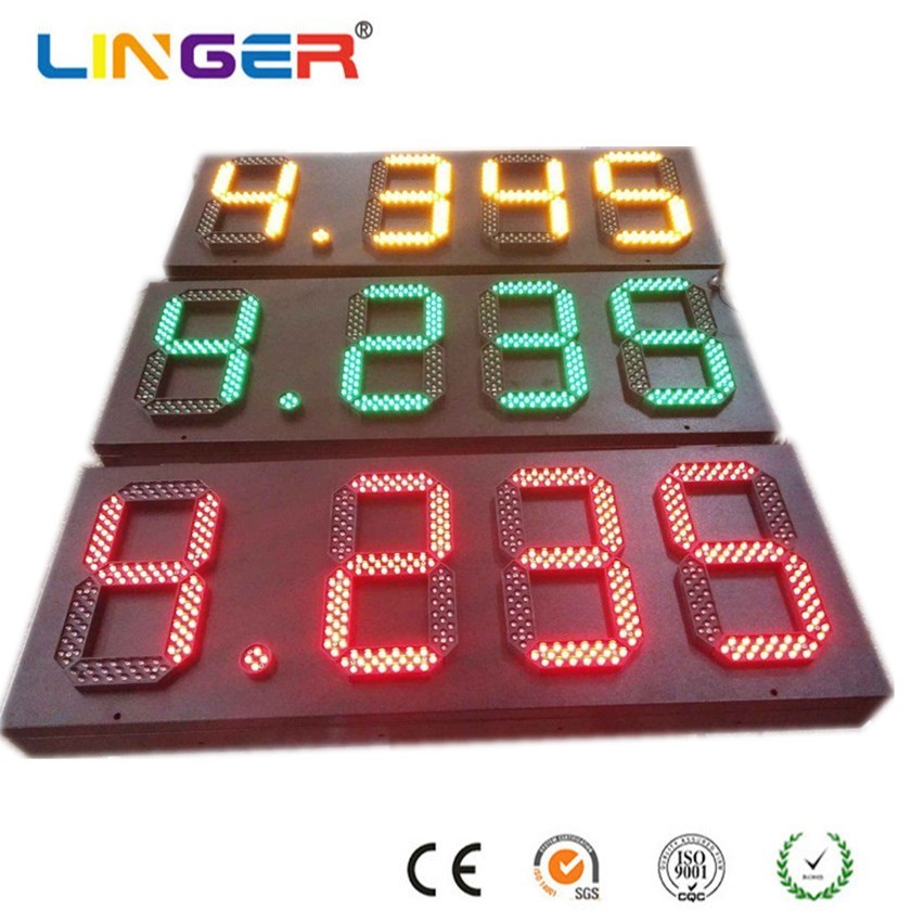 Red / Green / Yellow 4 Digit 7 Segment Displays Wireless Digital Sign For Gas