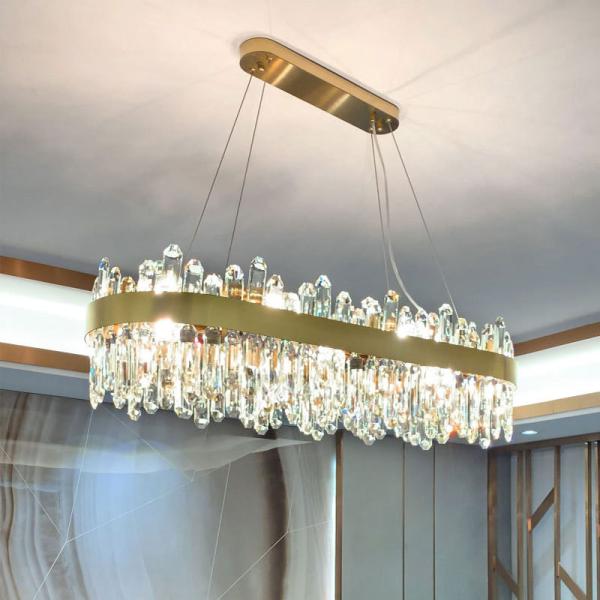 Modern Foyer Round Chandelier Luxury K9 Crystal Dimmable Pendant Lamp Cable Hanging Lamp (WH-MI-305)