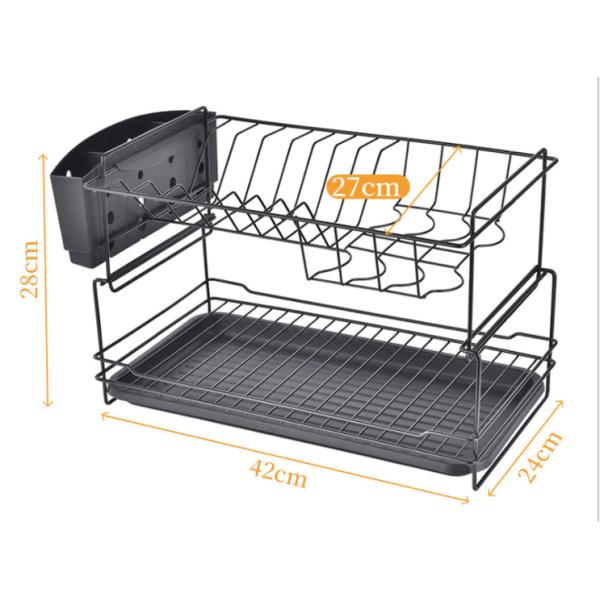 Rustproof 2 Tier Over The Sink Dish Rack , Metal 2 Tier Dish Drainer