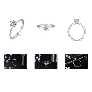 9K с кольцом серебра отрезало ювелирные изделия свадьбы белого диаманта Moissanite минималистские