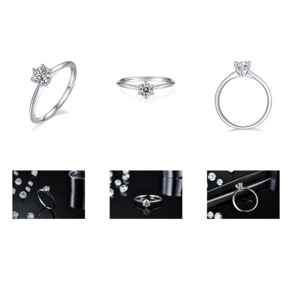 9K с кольцом серебра отрезало ювелирные изделия свадьбы белого диаманта Moissanite минималистские