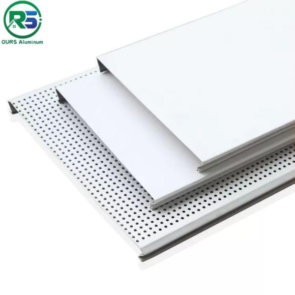Revestimento branco Dustproof do pó do teto de alumínio perfurado da tira