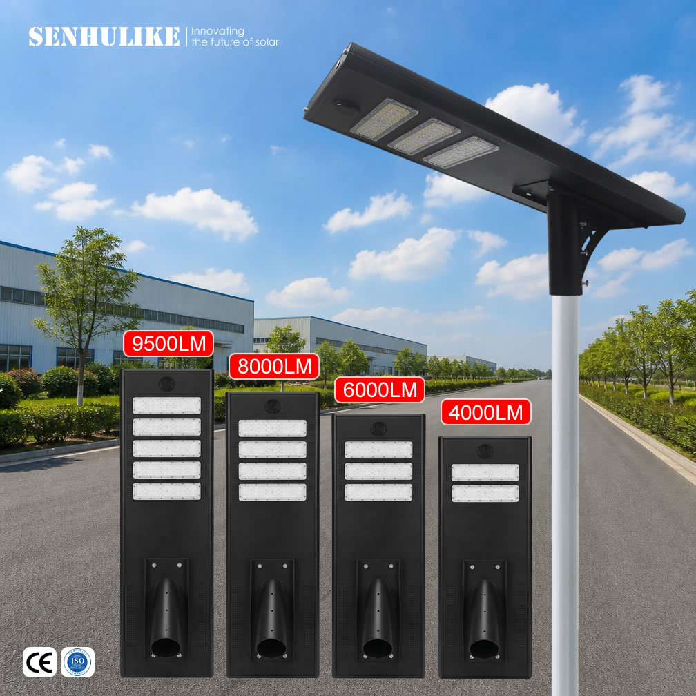 Black 150W All-in-One Solar Street Light 3 Modules IP65 Waterproof Aluminum Built-in Lithium Battery for Rural Road Village