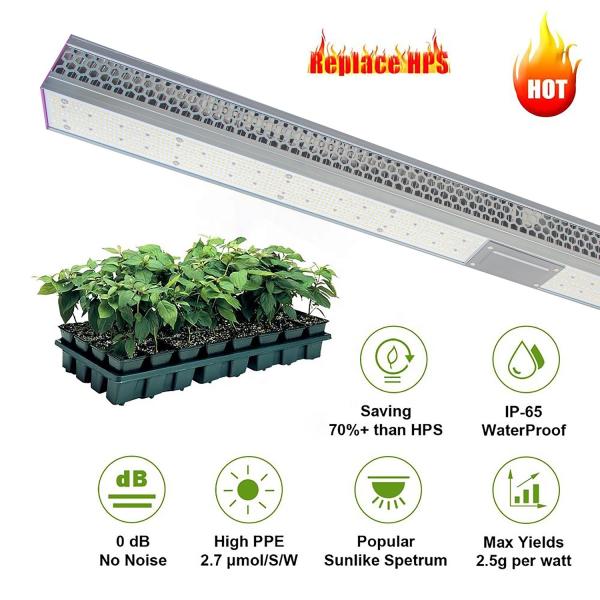 Aluminum 600 Watt Greenhouse LED Grow Lights 2.8μmol/J 50Hz For Greenhouse