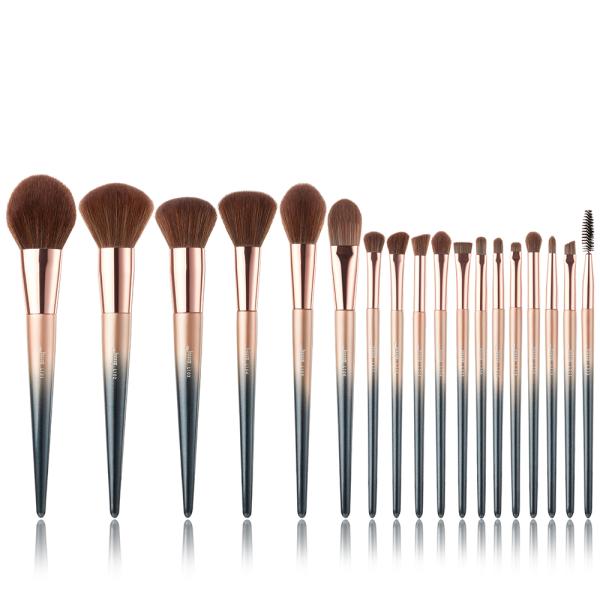 Jessup 18 Pieces Starry Black Pony Hair Essential Makeup Brushes Set T264