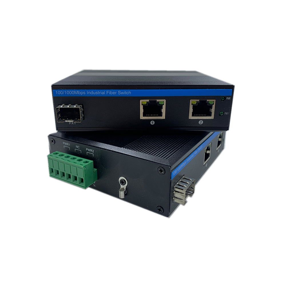 Переключатель Poe 2 локальных сетей порта RJ45 промышленный, автономный переключатель волокна IP40