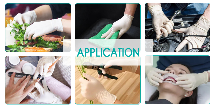Natural White Powder Free Latex Gloves Sensitive Touch Latex Medical Exam Gloves Ambidextrous Design