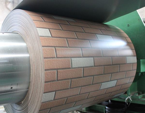 JIS G3321 0.45mm Brick Grain PPGI PPGL Prepainted Galvalume Steel Coil Wall Cladding Usage 20 Years Warranty
