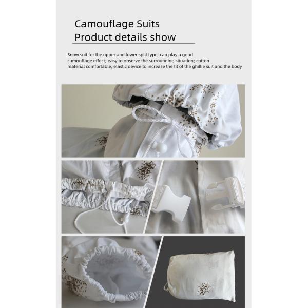 Cotton Snow Camouflage Clothing Three Piece White Ghillie Suit