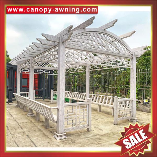 outdoor wood look garden park grape aluminium aluminum alu grape trellis Pergola shelter-nice sunshade for garden villa