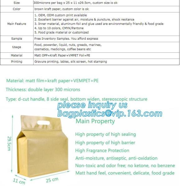 Cookie Standup Bolsas De Papel Para Comida Horizontal Snack Packaging Bags Biodegradable Kraft Paper Pouch