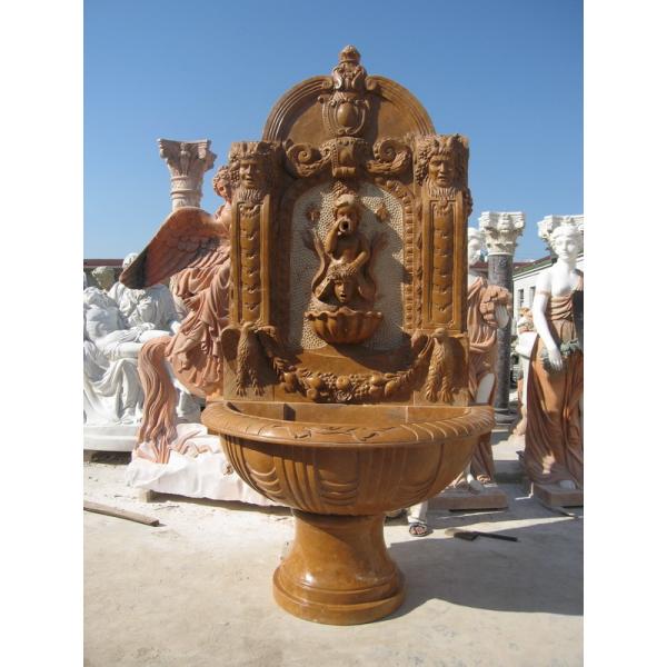 Three Angels White Stone Wall Water Marble Fountain Pool