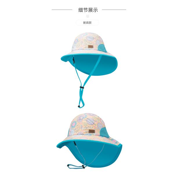 Summer UV Protection Bucket Hat Round brim 100% Polyester 46cm for babys