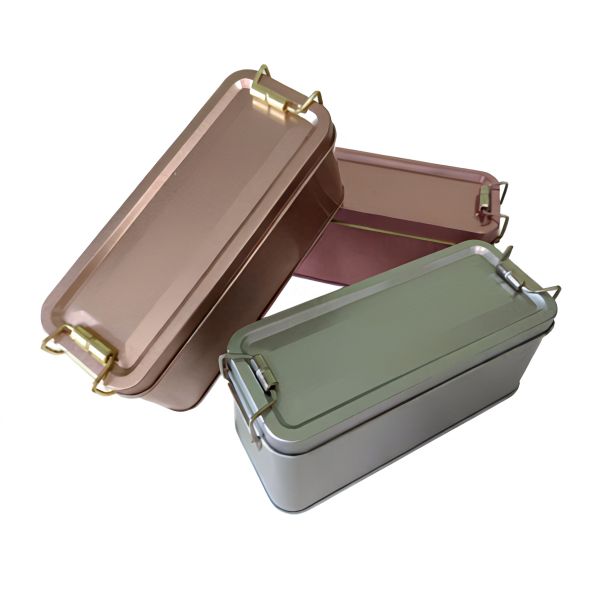Gold Silver Rectangular Tin Container Black Tin Can Cookie Tiramisu Pastry Metal Box Packaging