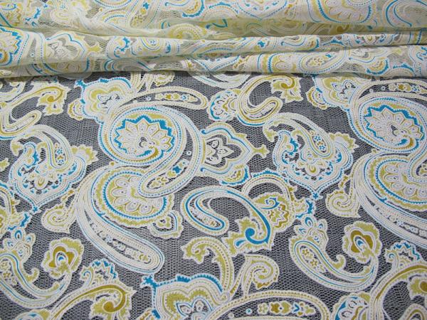 Colored Printed Polyester Lace Fabric Cotton Mesh Burnout Lace of Eco-dyeing Technics(CY-DK0042)