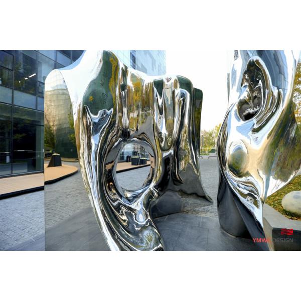 Custom Printing Large Stainless Steel Sculpture with Mirror Finish and Abstract Design